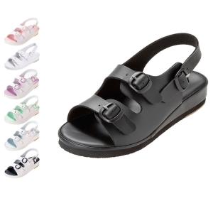 ナース 医療 病院 看護師 歯科衛生士 オフィス 事務 幅広 黒 衝撃吸収ワイドナースサンダルNEW