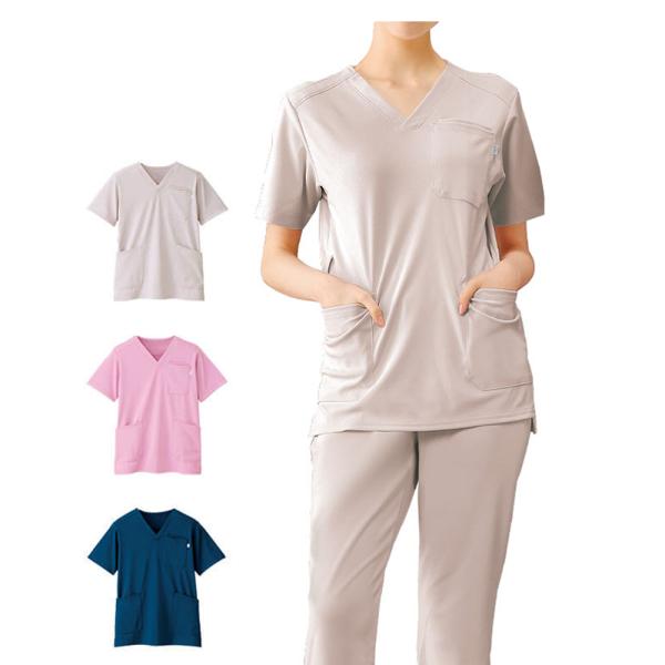 医療 ナース 看護 白衣 女性 ストレッチ 吸汗速乾 右肩開き 日本製スクラブ(男女兼用)BT255...