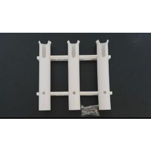 ロッドホルダー　新品　強化　プラスチック製　ホワイト　3連　高さ300mm　幅300mm　内径42m...