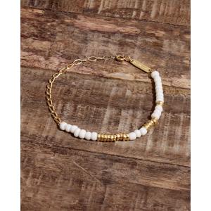 ブレスレット バングル ハンドメイド ゴールドアクセサリー シンプル Made in Bali Think twice chain bracelet white gold plated｜nuts-and-coffee