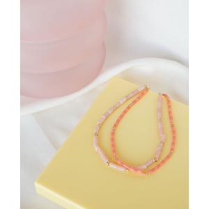 ネックレス ハンドメイド ゴールドアクセサリー Made in Bali Pink sky necklace gold (37 cm)｜nuts-and-coffee