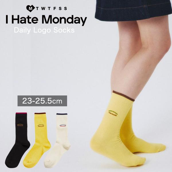 靴下 レディース I hate monday アイヘイトマンデー デイリーロゴソックス 韓国 ブラン...