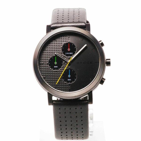ヒュッゲ HYGGE 2204クロノグラフシリーズ MSL2204BC(BK) ブラックケース レザ...