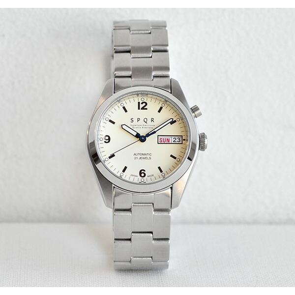 SPQR スポール メンズ・レディース兼用 腕時計 自動巻 デイデイト (日付・曜日) アイボリーフ...