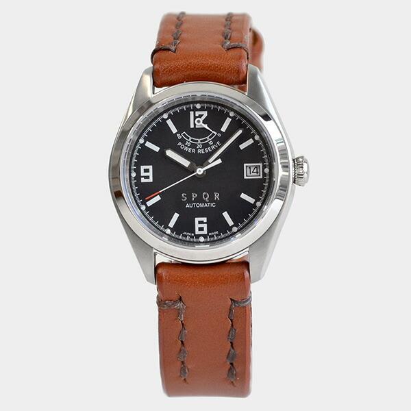 SPQR スポール 腕時計 手巻き付自動巻 パワーリザーブ カレンダー ブラックフェイス SOMES...