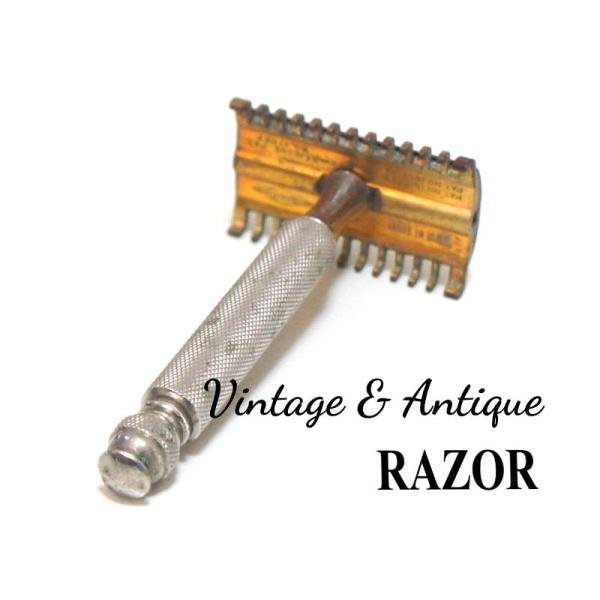 【送料無料】1950s バーバー T字型 カミソリ シェービング ひげ 床屋 オールド ビンテージ ...