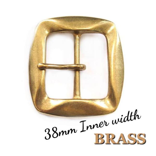 38mm ウェーブ波四角変形型バックル 真鍮ブラス製 ストリートスタイル ファッション レザークラフ...