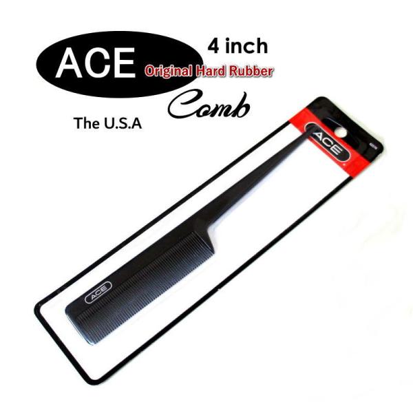 【送料無料】USA ACE エースコーム 4インチ 全長20.5cm くし 黒 七三 分け目入れ ハ...