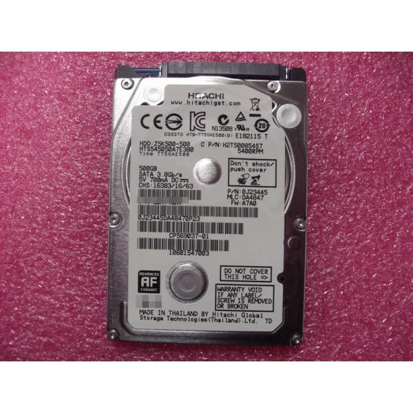 中古・ほとんど未使用・2.5インチHDD 7mm 500GB SATA HIACHI HTS5450...