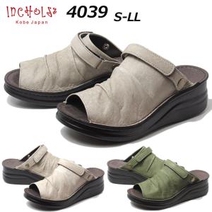 インコルジェ INCHOLJE 4039 オープントゥくしゅくしゅ2WAYサボ風サンダル レディース 靴
