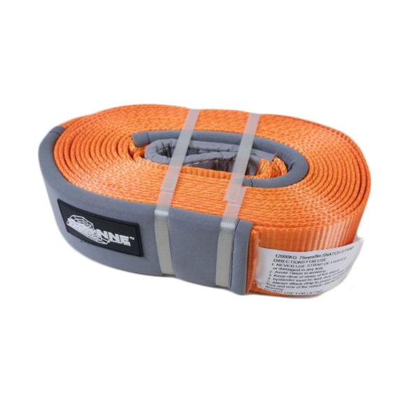 ジープ ラングラー ウインチ ロープ 高強度 12000kg 幅75mm 長さ9m オレンジ Ora...