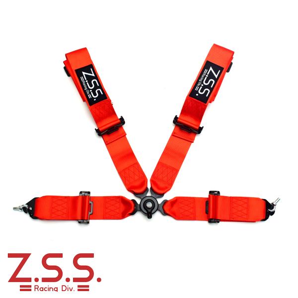z.s.s. 4点式 レーシングハーネス シートベルト 3インチ レッド 赤 カムロック式 ZSS ...