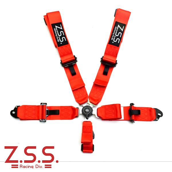 z.s.s. 5点式 レーシングハーネス シートベルト 3インチ レッド 赤 カムロック式 ZSS ...