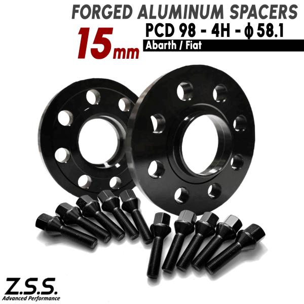 Z.S.S. AP アバルト 595 15mm PCD98 4穴 4x98 58.1φ ワイドトレッ...