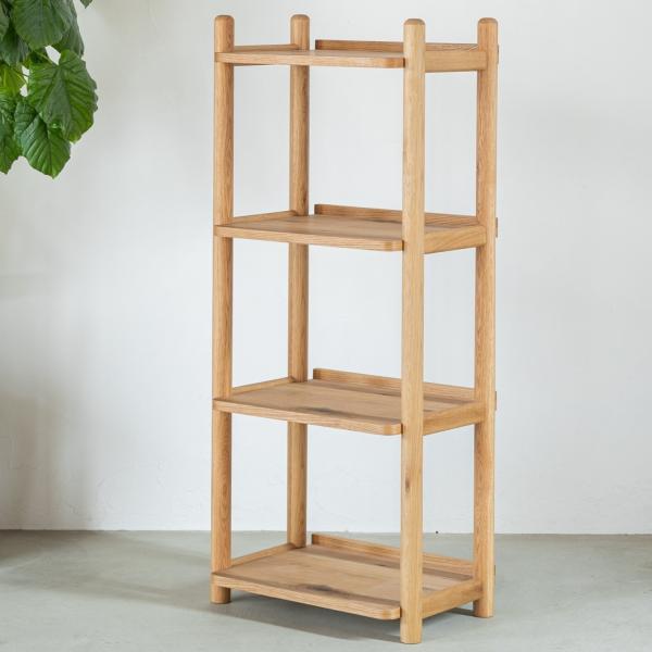 オープンシェルフ 幅50cm 本棚 木製 天然木 オーク無垢材 オイル塗装 4段 シンプル コンパク...
