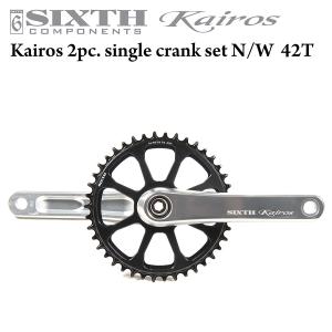 2pc. クランク SIXTHComponents Kairos Single Crank Set N/W 42T Silver/Black 170mm ナローワイド 軽量 ホローテック SRAM GXP規格 ロードバイク 自転車