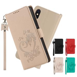 iPhoneXR ケースiPhone Xs ケース 手帳型 iPhoneXS max リボン ハート プリント アイフォン xs スマホケース iPhoneX ストラップ カード ポケット