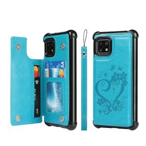 AQUOS sense5G ケース sense 4 カバー 4lite 4basic SHG03 SH-53A 手帳型 リボン ハート プリント ストラップ カード ポケット 耐衝撃 SH-41A SH-M15