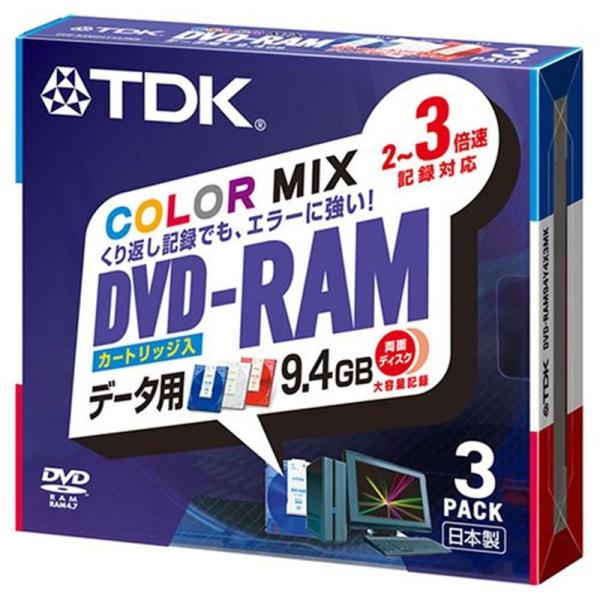 TDK DVD-RAMデータ用 2~3倍速対応TYPE4カートリッジ仕様9.4GB カラーミックス3...