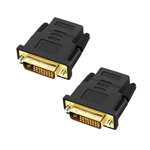 DVI HDMI 変換アダプター (2個) オス-メス DVI-D 24+1 双方向伝送 1080P...
