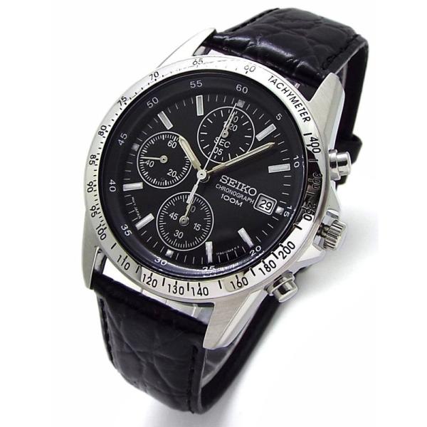 SEIKO クロノグラフ 腕時計 本革ベルトセット 国内セイコー正規流通品 ブラック SND367P...