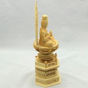 仏像(真言宗)桧木 六角台火炎光背大日 1.8寸の詳細画像1