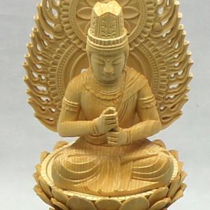 仏像(真言宗)桧木 六角台火炎光背大日 1.8寸の詳細画像3