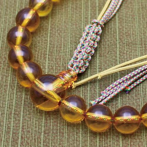 ≪ポイント15倍≫　浄土真宗用・男性用　数珠　念珠 本琥珀 正絹紐房