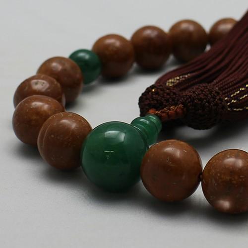 ≪ポイント15倍≫　全宗旨・宗派対応　男性用　数珠　念珠　鳳眼菩提珠　印度翡翠入　正絹房