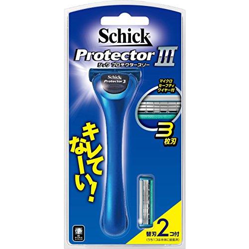 シック Schick プロテクター スリー 3枚刃 ホルダー (替刃2コ付) カミソリ 剃刀 ヒゲソ...