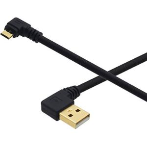 オーディオファン マイクロUSBケーブル L字 右向き microUSB タイプB 金メッキコネクタ ブラック 1m｜nyy-store