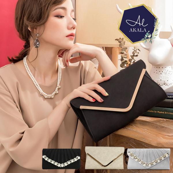 パーティーバッグ 結婚式 クラッチ パーティー バッグ ショルダー 大きめ パール ストーン 上品 ...
