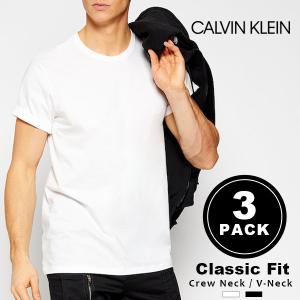 カルバンクライン tシャツ 下着 メンズ 半袖 Calvin Klein 3枚組 コットン クルーネック Vネック アンダーウェア ホワイト ブラック CK インナー ブランド