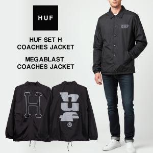ハフ HUF コーチジャケット メンズ 黒 ブラック JK00390 JK00420 ロゴ アウター ジャケット 秋 春 ウインドブレーカー ナイロン ジャンパー バイク アメカジ