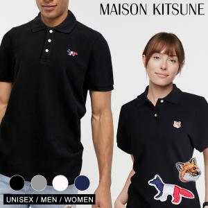 メゾンキツネ ポロシャツ 男女兼用 半袖 MAISON KITSUNE トリコロール ヘッド FOX ワンポイント ポロ コットン メンズ レディース ブランド