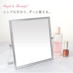日本製 スタンドミラー メイク用 シルバー L...の詳細画像1