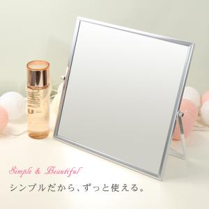 日本製 スタンドミラー メイク用 シルバー X...の詳細画像1
