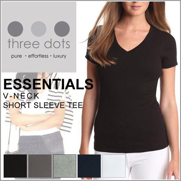 スリードッツ Tシャツ Vネック レディース Very掲載 three dots 半袖 定番 ベーシ...