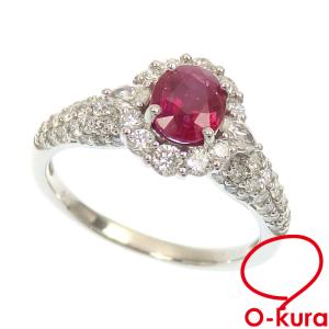 ルビー ダイヤモンド リング レディース Pt950 18号 1.08ct/D1.00ct 6.6g プラチナ 指輪 中古｜o-kura