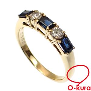 サファイア ダイヤモンド リング レディース K18YG 14号 0.82ct/D0.24ct 3.5g 指輪 750 18金 中古｜o-kura