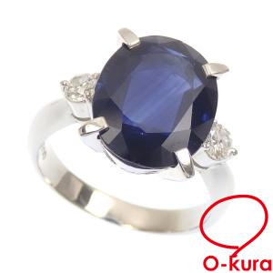 サファイア ダイヤモンド リング レディース Pt900 10号 S5.38ct/D0.19ct 6.6g プラチナ 中古｜o-kura