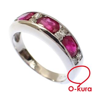 ルビー ダイヤモンド リング レディース Pt900 12号 1.30ct/D0.26ct 5.6g 指輪 プラチナ 中古｜o-kura