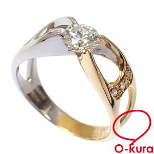 ダイヤモンド リング レディース Pt900 K18YG 14号 0.502ct/0.06ct 4.7g 指輪 プラチナ 750 中古｜o-kura