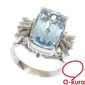 アクアマリン ダイヤモンド リング レディース Pt900 14.5号 5.60ct/D0.67ct 10.4g プラチナ 指輪 中古｜o-kura