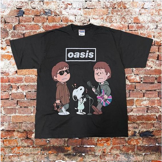 oasis×SNOOPY オアシス スヌーピー コラボ Tシャツ Biblical XL 黒 両面プ...