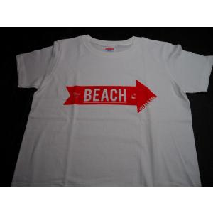 宮古島オリジナルTシャツ（BEACH）赤　＜サイズ：レディースM＞