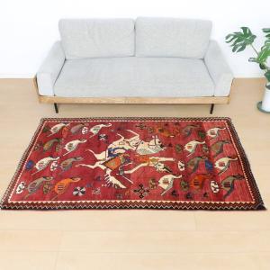 ギャッベ オールド カシュガイ 214×118cm 手織り イラン製 ウール100