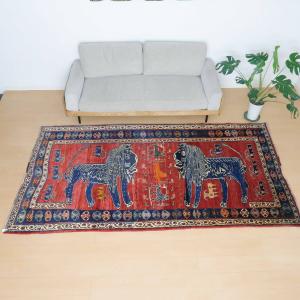 ギャッベ オールド カシュガイ 287×153cm 手織り イラン製 ウール100％ リビング ダイニング ラグマット（AX-4156）