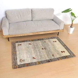 ギャッベ イラン産 151×103cm 手織り アクセントラグ ウール ラグ 天然