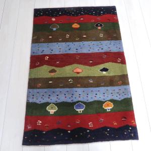 ギャッベ/ラティーフ 124×81cm イラン産 手織り リビング ギャッベ/ラティーフ 124×81cm イラン産 手織り リビング